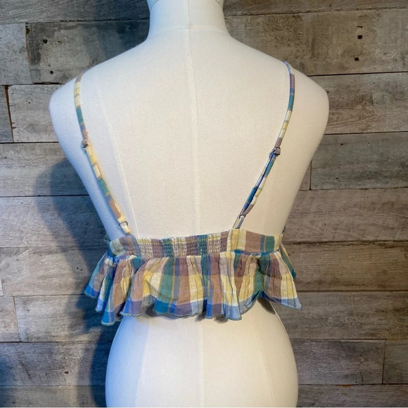 BNWT‎ Urban Outfitters women’s plaid ruffled cropped top in size  medium - Picture 3 of 8